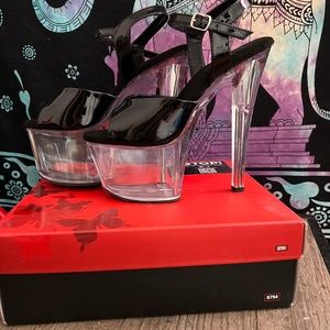 Pleaser Sky-309 Sandals( black clear)